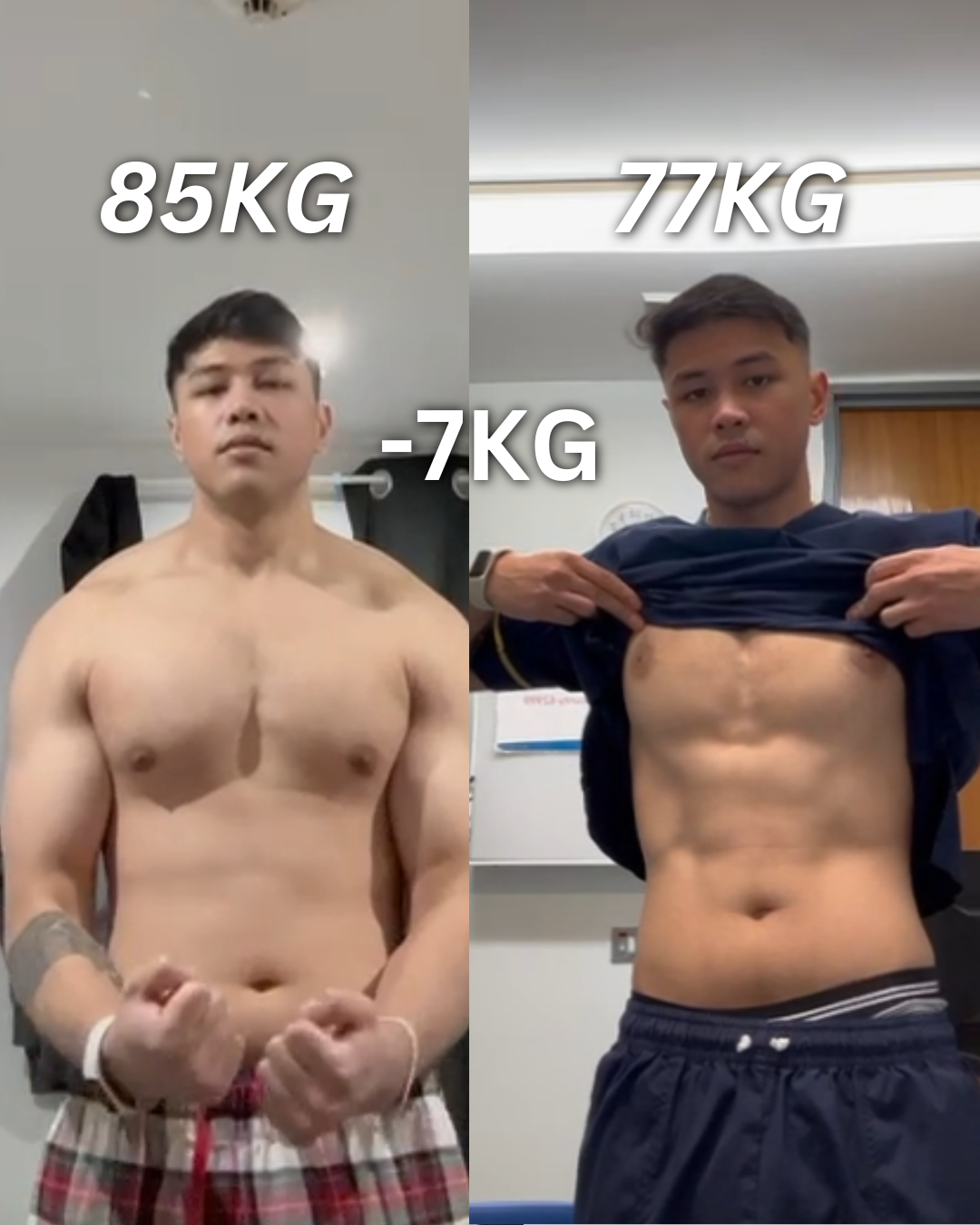 85kg to 77kg — 7kg fat loss